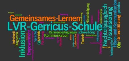 Buntes Wortnetz mit Wörtern im Kontext des Gemeinsamen Lernens der LVR-Gerricus-Schule