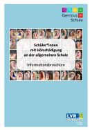 Ein Rahmen aus Ohren, darin der Text: Schülerinnen und Schüler mit Hörschädigung an der allgemeinen Schule.