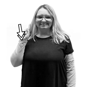 Porträt Melanie Greune mit Namensgebärde